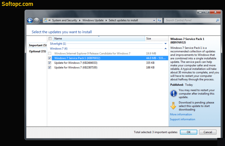 install windows 7 service pack 1